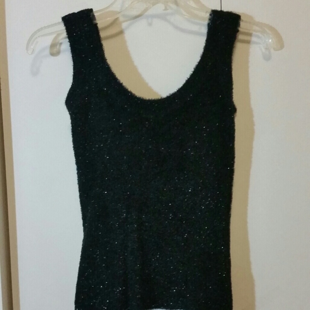 Glitter faux fur tank  top